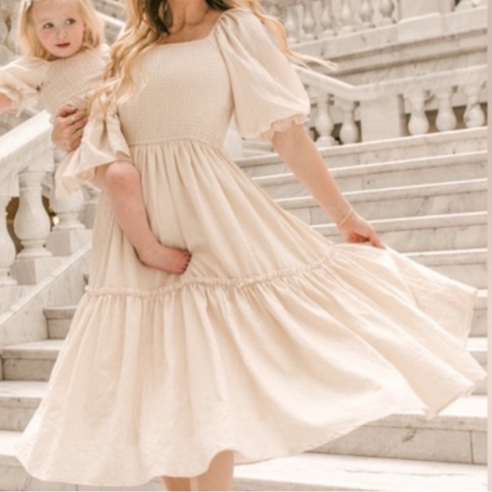Ivy City Co. Cream Midi Dress